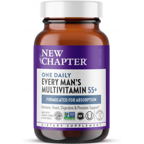 New Chapter Men's Multivitamin 50 Plus для підтримки мозку, серця, травлення, простати та імунітету з 20+ поживними речовинами + астаксантин - кожен чоловік щодня 55+, ніжний для шлунка - 72 ct New Chapter Men's Multivitamin 50 Plus для підтримки мозку, серця, травлення, простати та імунітету з 20+ поживними речовинами + астаксантин - кожен чоловік щодня 55+, ніжний для шлунка - 72 ct