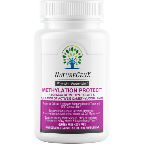 Показано переклад для запиту Methylation Protect - 1000 mcg Methylfolate Supplement with 5-mthf and Methyl B12 for MTHFR Support, Gluten Free, 60 Capsules