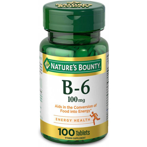 Nature's Bounty Vitamin B6, підтримує енергетичний обмін і здоров'я нервової системи, 100 мг, таблетки, 100 Ct Nature's Bounty Vitamin B6, підтримує енергетичний обмін і здоров'я нервової системи, 100 мг, таблетки, 100 Ct