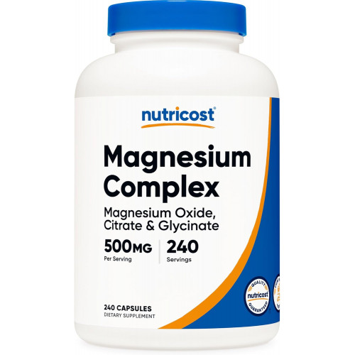 Nutricost Magnesium Complex 500 мг, 240 капсул - оксид магнію, цитрат і гліцинат - без глютену та без ГМО Nutricost Magnesium Complex 500 мг, 240 капсул - оксид магнію, цитрат і гліцинат - без глютену та без ГМО