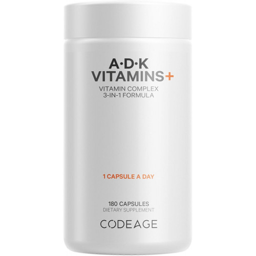 Codeage Vitamin ADK, 6-місячний запас, 1 капсула на порцію, підтримка імунітету, кісток і серця, жиророзчинні вітаміни A, вітамін D3 5000 МО, вітамін K1 і K2 (MK4 і MK7), вітамінна добавка A D K, 180 капсул Codeage Vitamin ADK, 6-місячний запас, 1 капсула на порцію, підтримка імунітету, кісток і серця, жиророзчинні вітаміни A, вітамін D3 5000 МО, вітамін K1 і K2 (MK4 і MK7), вітамінна добавка A D K, 180 капсул
