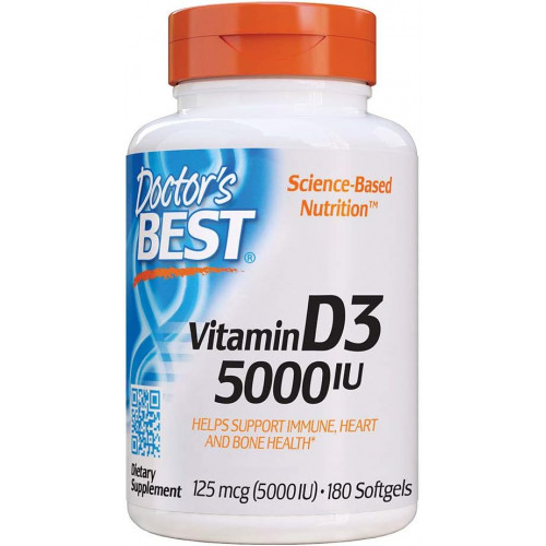Вітамін D3 Doctor's Best 5000 МО, без ГМО, без глютену та сої, регулює імунну функцію, підтримує здоров’я кісток, білий, без смаку, 180 шт. Вітамін D3 Doctor's Best 5000 МО, без ГМО, без глютену та сої, регулює імунну функцію, підтримує здоров’я кісток, білий, без смаку, 180 шт.
