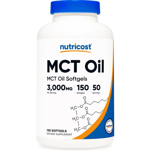 Nutricost MCT Oil Softgels 1000 мг, 150 SFG (3000 мг на порцію) - чудово підходить для кето, кетозної та кетогенної дієт Nutricost MCT Oil Softgels 1000 мг, 150 SFG (3000 мг на порцію) - чудово підходить для кето, кетозної та кетогенної дієт