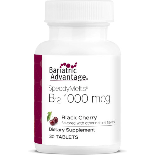 Bariatric Advantage B-12 Speedy Melts, добавка вітаміну B12 1000 мкг, швидке танення з 200 мкг фолієвої кислоти для підтримки харчування - чорна вишня, 30 штук Bariatric Advantage B-12 Speedy Melts, добавка вітаміну B12 1000 мкг, швидке танення з 200 мкг фолієвої кислоти для підтримки харчування - чорна вишня, 30 штук