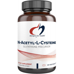 Designs for Health N-Acetyl-L-Cysteine ​​- 900 мг NAC, попередник антиоксиданту глутатіону - Детокс + Підтримка відновлення під час тренувань - Без ГМО + Добавка без глютену (120 капсул)