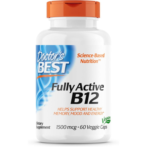 Doctor's Best Fully Active B12 1500 мкг, без ГМО, веганський, без глютену, підтримує здорову пам’ять, настрій і кровообіг, 60 шт. Doctor's Best Fully Active B12 1500 мкг, без ГМО, веганський, без глютену, підтримує здорову пам’ять, настрій і кровообіг, 60 шт.