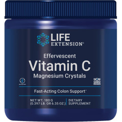 Life Extension Effervescent Vitamin C-Magnesium Crystals - Ascorbic Acid Vitamin C Powder Supplement - для підтримки здорового імунітету з вітаміном B6 - Без глютену, без ГМО - 180 грамів, 30 порцій