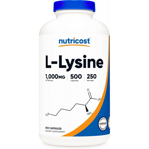 Nutricost L-лізин 1000 мг на порцію, 250 порцій, 500 капсул - без глютену, без ГМО, 500 мг на капсулу Nutricost L-лізин 1000 мг на порцію, 250 порцій, 500 капсул - без глютену, без ГМО, 500 мг на капсулу