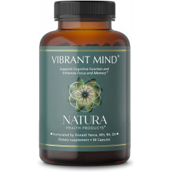 Natura Health Products Vibrant Mind - Ноотропна добавка для мозку для пам'яті та концентрації* - містить бакопу, гінкго білоба, центеллін і фосфатидилсерин - без кофеїну (90 капсул)