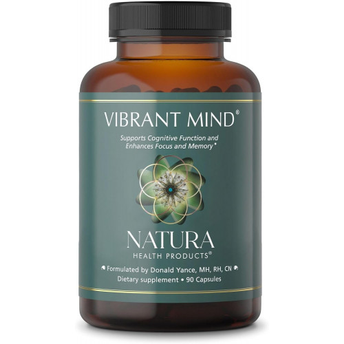 Natura Health Products Vibrant Mind - Ноотропна добавка для мозку для пам'яті та концентрації* - містить бакопу, гінкго білоба, центеллін і фосфатидилсерин - без кофеїну (90 капсул) Natura Health Products Vibrant Mind - Ноотропна добавка для мозку для пам'яті та концентрації* - містить бакопу, гінкго білоба, центеллін і фосфатидилсерин - без кофеїну (90 капсул)