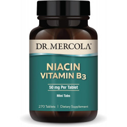Dr. Mercola Ніацин Вітамін B3, 90 порцій (270 таблеток), дієтична добавка, мінітаб, незамінний вітамін B, без ГМО