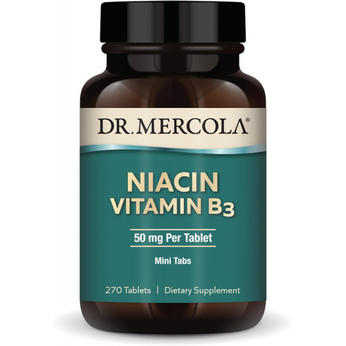 Dr. Mercola Ніацин Вітамін B3, 90 порцій (270 таблеток), дієтична добавка, мінітаб, незамінний вітамін B, без ГМО Dr. Mercola Ніацин Вітамін B3, 90 порцій (270 таблеток), дієтична добавка, мінітаб, незамінний вітамін B, без ГМО