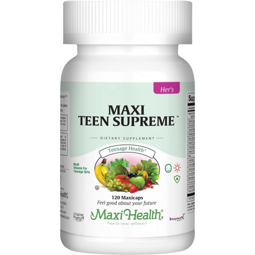 Вітаміни Maxi Health Teen Supreme Hers для дівчат-підлітків (120) - Жіночі полівітаміни для енергії, зміцнення імунітету, росту тіла та мозку - Жіночі мультивітаміни, включаючи D3, залізо, кальцій, травний фермент Вітаміни Maxi Health Teen Supreme Hers для дівчат-підлітків (120) - Жіночі полівітаміни для енергії, зміцнення імунітету, росту тіла та мозку - Жіночі мультивітаміни, включаючи D3, залізо, кальцій, травний фермент