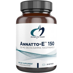 Designs for Health Annatto-E 150 мг токотрієнолів - Комплексна добавка вітаміну Е DeltaGold з дельта + гамма токотрієнолами - серцево-судинна система, здорове старіння + антиоксидантна підтримка - без ГМО (30 капсул)