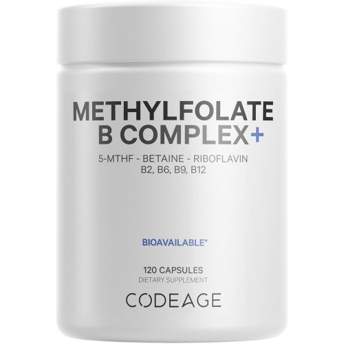 Codeage Methylfolate B Complex Supplements - 5 MTHF, метилкобаламін 1000 мкг метильованого вітаміну B12, рибофлавін, бетаїн, вітаміни B6, цикл метилювання MTHFR - 2 місяці - 120 капсул Codeage Methylfolate B Complex Supplements - 5 MTHF, метилкобаламін 1000 мкг метильованого вітаміну B12, рибофлавін, бетаїн, вітаміни B6, цикл метилювання MTHFR - 2 місяці - 120 капсул