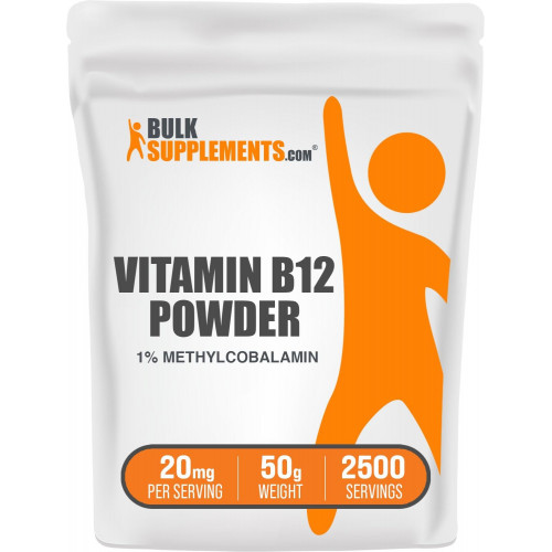 BulkSupplements.com Порошок вітаміну B12 метилкобаламіну - 1% B12 метилкобаламіну, незамінний вітамін B - добавка B12, без глютену, 20 мг на порцію, 50 г (1,8 унції) (1 упаковка) BulkSupplements.com Порошок вітаміну B12 метилкобаламіну - 1% B12 метилкобаламіну, незамінний вітамін B - добавка B12, без глютену, 20 мг на порцію, 50 г (1,8 унції) (1 упаковка)