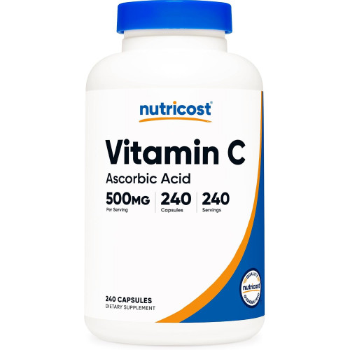 Вітамін C Nutricost 500 мг, 240 капсул, вегетаріанський, без глютену та без ГМО Вітамін C Nutricost 500 мг, 240 капсул, вегетаріанський, без глютену та без ГМО