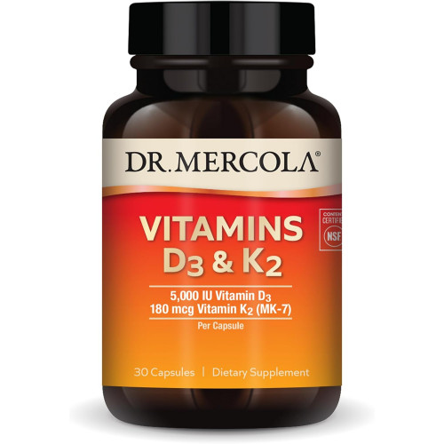 Вітаміни D3 та K2 Dr. Mercola, 30 порцій (30 капсул), дієтична добавка, підтримує здоров’я імунітету, без ГМО, сертифікована NSF Вітаміни D3 та K2 Dr. Mercola, 30 порцій (30 капсул), дієтична добавка, підтримує здоров’я імунітету, без ГМО, сертифікована NSF