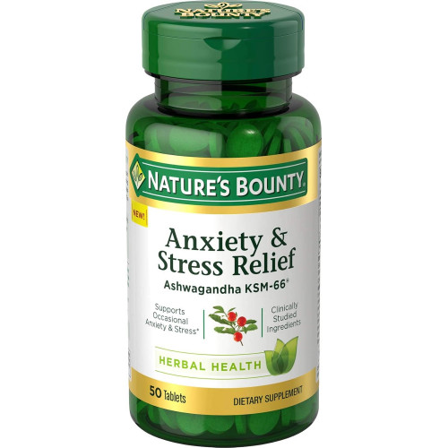 Nature's Bounty Anxiety & Stress Relief Ashwagandha Ksm-66 Tablets, 50 шт. Nature's Bounty Anxiety & Stress Relief Ashwagandha Ksm-66 Tablets, 50 шт.