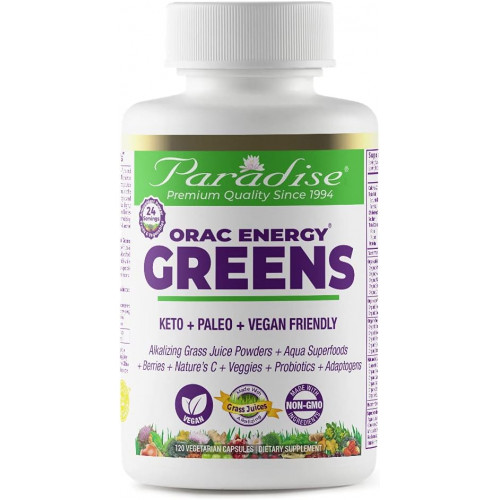 Paradise ORAC Energy Greens Powder Extract, суперантиоксиданти, пробіотики для здоров’я кишечника та травлення, вітамін С для імунітету, зі спіруліною та хлорелою, без ГМО, без глютену, 120 капсул Paradise ORAC Energy Greens Powder Extract, суперантиоксиданти, пробіотики для здоров’я кишечника та травлення, вітамін С для імунітету, зі спіруліною та хлорелою, без ГМО, без глютену, 120 капсул