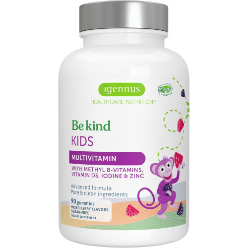Advanced Kids Multivitamin Gummy, чиста етикетка з метильованими вітамінами B і вітаміном D, без цукру, віком від 4 років, веганські цукерки зі смаком 90 ягід, від Igennus… Advanced Kids Multivitamin Gummy, чиста етикетка з метильованими вітамінами B і вітаміном D, без цукру, віком від 4 років, веганські цукерки зі смаком 90 ягід, від Igennus…