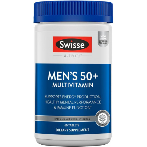 Swisse Daily Multivitamin для чоловіків 50 і старше | 39 Вітаміни, антиоксиданти та мінерали + адаптогени | Підтримка енергії та імунітету | Полівітамінна добавка для чоловіків 50+ | 60 таблеток Swisse Daily Multivitamin для чоловіків 50 і старше | 39 Вітаміни, антиоксиданти та мінерали + адаптогени | Підтримка енергії та імунітету | Полівітамінна добавка для чоловіків 50+ | 60 таблеток