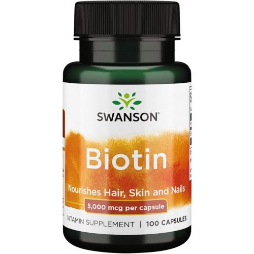 Swanson Biotin Vitamin B7 5000 мкг 100 капсул Swanson Biotin Vitamin B7 5000 мкг 100 капсул