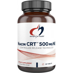 Designs for Health Niacin 500mg - Niacin CRT Вітамін B3 (нікотинова кислота), таблетки з контрольованим уповільненим вивільненням, які допомагають мінімізувати припливи - добавка без ГМО, без глютену (60 таблеток)