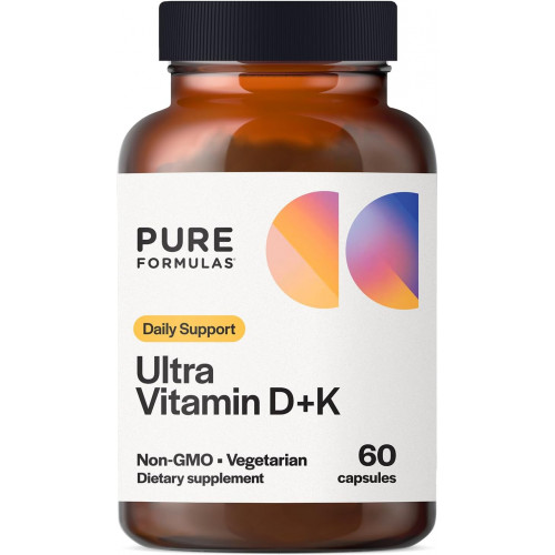 PureFormulas Вітамін D3 K2, вітамін D 5000 МО K2 D3 Вітамінна добавка для засвоєння кальцію, міцності кісток, підтримки серцево-судинної та імунної функції, без сої, без ГМО 60 вегетаріанських капсул PureFormulas Вітамін D3 K2, вітамін D 5000 МО K2 D3 Вітамінна добавка для засвоєння кальцію, міцності кісток, підтримки серцево-судинної та імунної функції, без сої, без ГМО 60 вегетаріанських капсул
