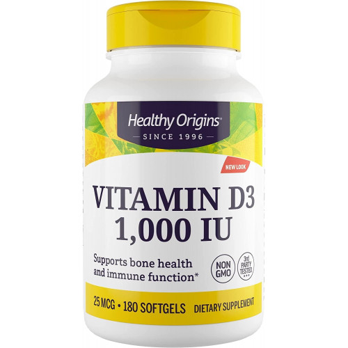 Вітамін D3 (ланолін) Healthy Origins 1000 МО м’яка капсула – Добавка для підтримки здоров’я кісток та імунітету – Добавки з вітаміном D, що легко засвоюються – Добавка вітаміну D3 без глютену – 180 капсул Вітамін D3 (ланолін) Healthy Origins 1000 МО м’яка капсула – Добавка для підтримки здоров’я кісток та імунітету – Добавки з вітаміном D, що легко засвоюються – Добавка вітаміну D3 без глютену – 180 капсул
