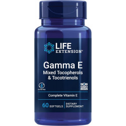 Змішані токофероли та токотрієноли Life Extension Gamma E – повний спектр вітаміну Е, захист від антиоксидантів – без ГМО, без глютену – 60 м’яких капсул