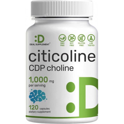 ДОБАВКА ДЛЯ ДОПОМОГИ Citicoline CDP Холін, 1000 мг на порцію, 120 капсул – Надсильні холінові добавки – Властивості ноотропного вітаміну B – Сприяє здоров’ю мозку, пам’яті та концентрації – Без ГМО ДОБАВКА ДЛЯ ДОПОМОГИ Citicoline CDP Холін, 1000 мг на порцію, 120 капсул – Надсильні холінові добавки – Властивості ноотропного вітаміну B – Сприяє здоров’ю мозку, пам’яті та концентрації – Без ГМО