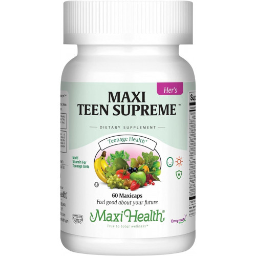 Вітаміни Maxi Health Teen Supreme Hers для дівчат-підлітків (120) - Жіночі полівітаміни для енергії, зміцнення імунітету, росту тіла та мозку - Жіночі мультивітаміни, включаючи D3, залізо, кальцій, травний фермент Вітаміни Maxi Health Teen Supreme Hers для дівчат-підлітків (120) - Жіночі полівітаміни для енергії, зміцнення імунітету, росту тіла та мозку - Жіночі мультивітаміни, включаючи D3, залізо, кальцій, травний фермент
