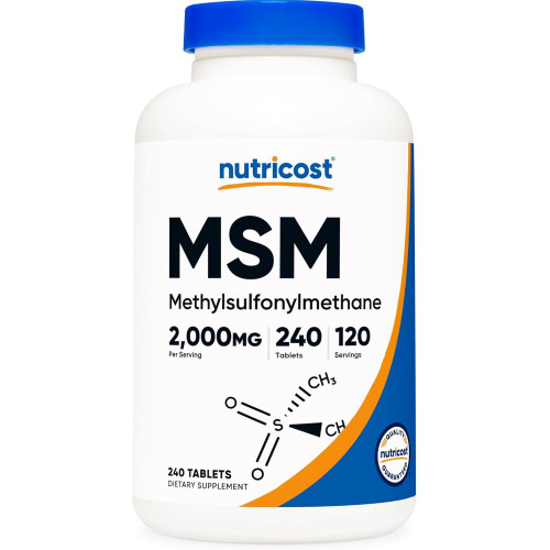 Таблетки Nutricost MSM (метилсульфонілметан) 2000 мг на порцію, 120 порцій, 240 таблеток - без ГМО та глютену Таблетки Nutricost MSM (метилсульфонілметан) 2000 мг на порцію, 120 порцій, 240 таблеток - без ГМО та глютену