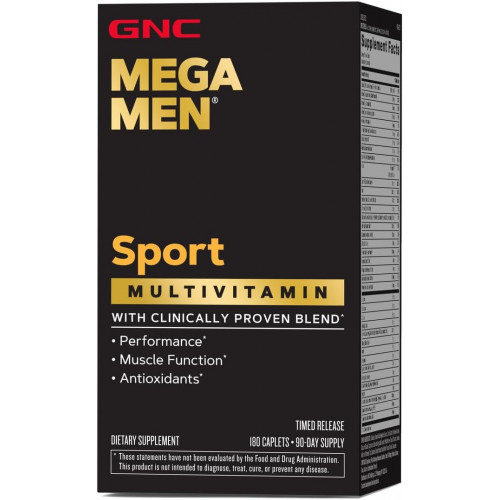 GNC Mega Men Sport Multivitamin | Продуктивність, функція м’язів і загальний стан здоров’я | 180 граф GNC Mega Men Sport Multivitamin | Продуктивність, функція м’язів і загальний стан здоров’я | 180 граф