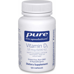 Pure Encapsulations Вітамін D3 125 мкг (5000 МО) - добавка для підтримки здоров'я кісток, суглобів, грудей, серця, товстої кишки та імунітету* - з вітаміном D - 120 капсул