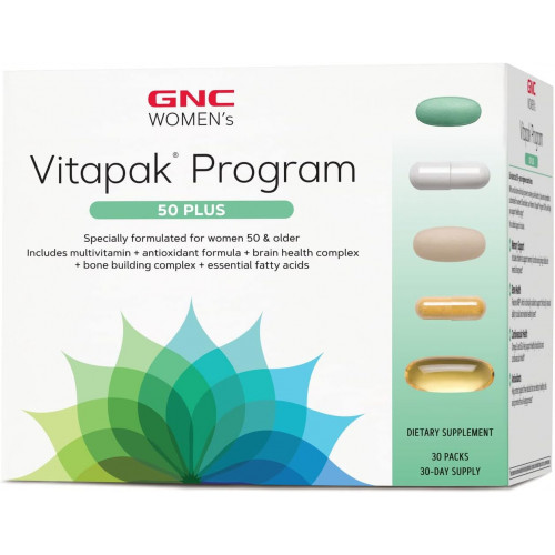 Програма GNC Ultra Mega Women's 50 Plus Vitapak | Повна система поживних речовин, розроблена для жінок старше 50 | Підтримує здоров'я кісток, очей і мозку | 30 упаковок Програма GNC Ultra Mega Women's 50 Plus Vitapak | Повна система поживних речовин, розроблена для жінок старше 50 | Підтримує здоров'я кісток, очей і мозку | 30 упаковок