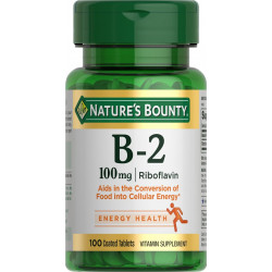 Вітамін B2 Nature's Bounty як рибофлавінова добавка, сприяє метаболізму, 100 мг, 100 штук