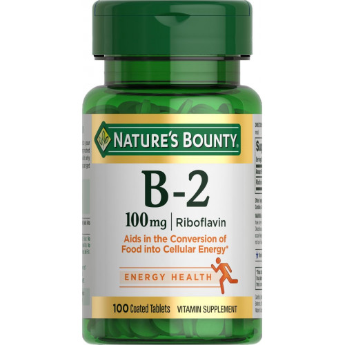 Вітамін B2 Nature's Bounty як рибофлавінова добавка, сприяє метаболізму, 100 мг, 100 штук Вітамін B2 Nature's Bounty як рибофлавінова добавка, сприяє метаболізму, 100 мг, 100 штук