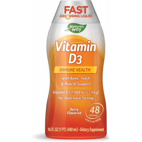 Nature's Way Vitamin D3 Liquid, Immune Health, Bone, Teeth & Muscle Support*, 16 Fl. Оз. Nature's Way Vitamin D3 Liquid, Immune Health, Bone, Teeth & Muscle Support*, 16 Fl. Оз.