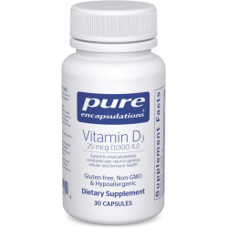 Pure Encapsulations Вітамін D3 25 мкг (1000 МО) - Доповнення для підтримки здоров'я кісток, суглобів, грудей, серця, товстої кишки та імунітету - з преміальним вітаміном D - 30 капсул