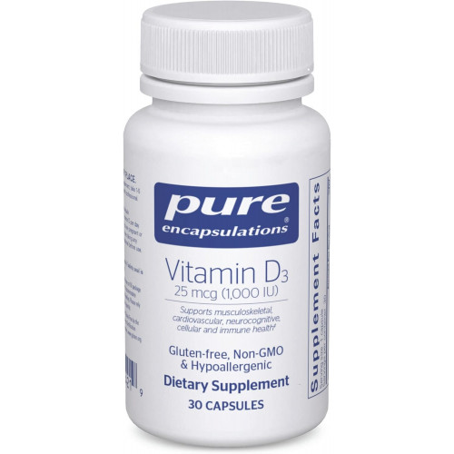 Pure Encapsulations Вітамін D3 25 мкг (1000 МО) - Доповнення для підтримки здоров'я кісток, суглобів, грудей, серця, товстої кишки та імунітету - з преміальним вітаміном D - 30 капсул Pure Encapsulations Вітамін D3 25 мкг (1000 МО) - Доповнення для підтримки здоров'я кісток, суглобів, грудей, серця, товстої кишки та імунітету - з преміальним вітаміном D - 30 капсул