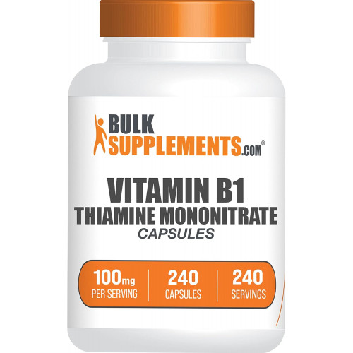 BulkSupplements.com Капсули мононітрату тіаміну - Добавка тіаміну B1 - Капсули вітаміну B1 - Тіамін 100 мг - Добавка тіаміну - Вітаміни B1 - 1 капсула на порцію (240 капсул) BulkSupplements.com Капсули мононітрату тіаміну - Добавка тіаміну B1 - Капсули вітаміну B1 - Тіамін 100 мг - Добавка тіаміну - Вітаміни B1 - 1 капсула на порцію (240 капсул)