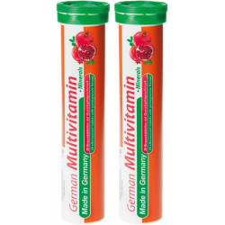 Показано переклад для запиту T&D German Multivitamin + Minerals 10 Vitamins 2 Minerals - 40 Vegan Drink Effervescent Tablets - Pomegranate Flavor - Made in Germany