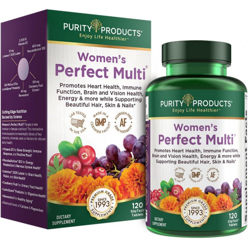 Purity Products Women’s Perfect Multi Balanced Multivitamins - підтримує здоров’я сечовивідних шляхів, імунітет, кістки та м’язи, волосся, шкіру, нігті, елітний пробіотик для здоров’я травлення + багато іншого – 120 таблеток Purity Products Women’s Perfect Multi Balanced Multivitamins - підтримує здоров’я сечовивідних шляхів, імунітет, кістки та м’язи, волосся, шкіру, нігті, елітний пробіотик для здоров’я травлення + багато іншого – 120 таблеток