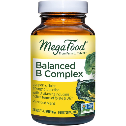 MegaFood Balanced B Complex - Вітамінна добавка комплексу B - 8 вітамінів групи B, включаючи вітамін B6, вітамін B12, фолієву кислоту, біотин тощо - Підтримує виробництво клітинної енергії - Веганський, без глютену - 30 таблеток MegaFood Balanced B Complex - Вітамінна добавка комплексу B - 8 вітамінів групи B, включаючи вітамін B6, вітамін B12, фолієву кислоту, біотин тощо - Підтримує виробництво клітинної енергії - Веганський, без глютену - 30 таблеток