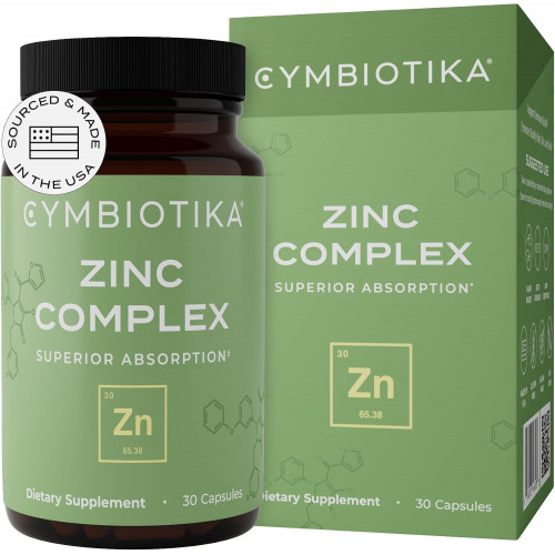 Цинк-комплекс цинку Cymbiotika, добавка цинку з високою поглинанням міддю, включаючи цинко-піколінат, монометионін цинку та сахросомний цинк, потужний підсилювач імунної системи для дорослих, не ГМО, 30 капсули Цинк-комплекс цинку Cymbiotika, добавка цинку з високою поглинанням міддю, включаючи цинко-піколінат, монометионін цинку та сахросомний цинк, потужний підсилювач імунної системи для дорослих, не ГМО, 30 капсули