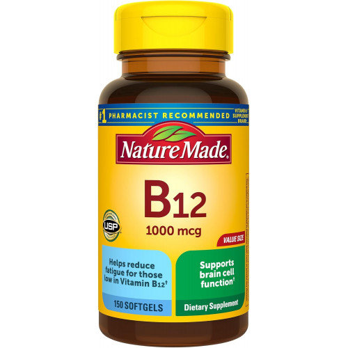 Nature Made Vitamin B12 1000 мкг, дієтична добавка для підтримки енергетичного обміну, 150 м’яких капсул, запас на 150 днів Nature Made Vitamin B12 1000 мкг, дієтична добавка для підтримки енергетичного обміну, 150 м’яких капсул, запас на 150 днів