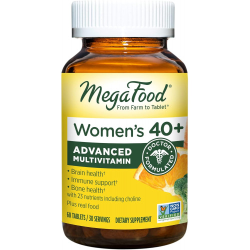 MegaFood Women's 40+ Advanced Multivitamin for Women - Dr Formulated - Вітамін B, Вітамін D3, Вітамін K2 & Холін - Енергетичний метаболізм; Здоров'я мозку та здоров'я кісток - Вегетаріанський - 60 таблеток (30 порцій) MegaFood Women's 40+ Advanced Multivitamin for Women - Dr Formulated - Вітамін B, Вітамін D3, Вітамін K2 & Холін - Енергетичний метаболізм; Здоров'я мозку та здоров'я кісток - Вегетаріанський - 60 таблеток (30 порцій)