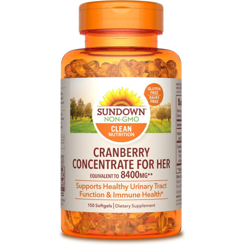 Softgels Sundown Cranberry Softgels, концентрат журавлини плюс вітамін D3, підтримує здоров’я сечовивідних шляхів та імунітету, 150 капсул Softgels Sundown Cranberry Softgels, концентрат журавлини плюс вітамін D3, підтримує здоров’я сечовивідних шляхів та імунітету, 150 капсул